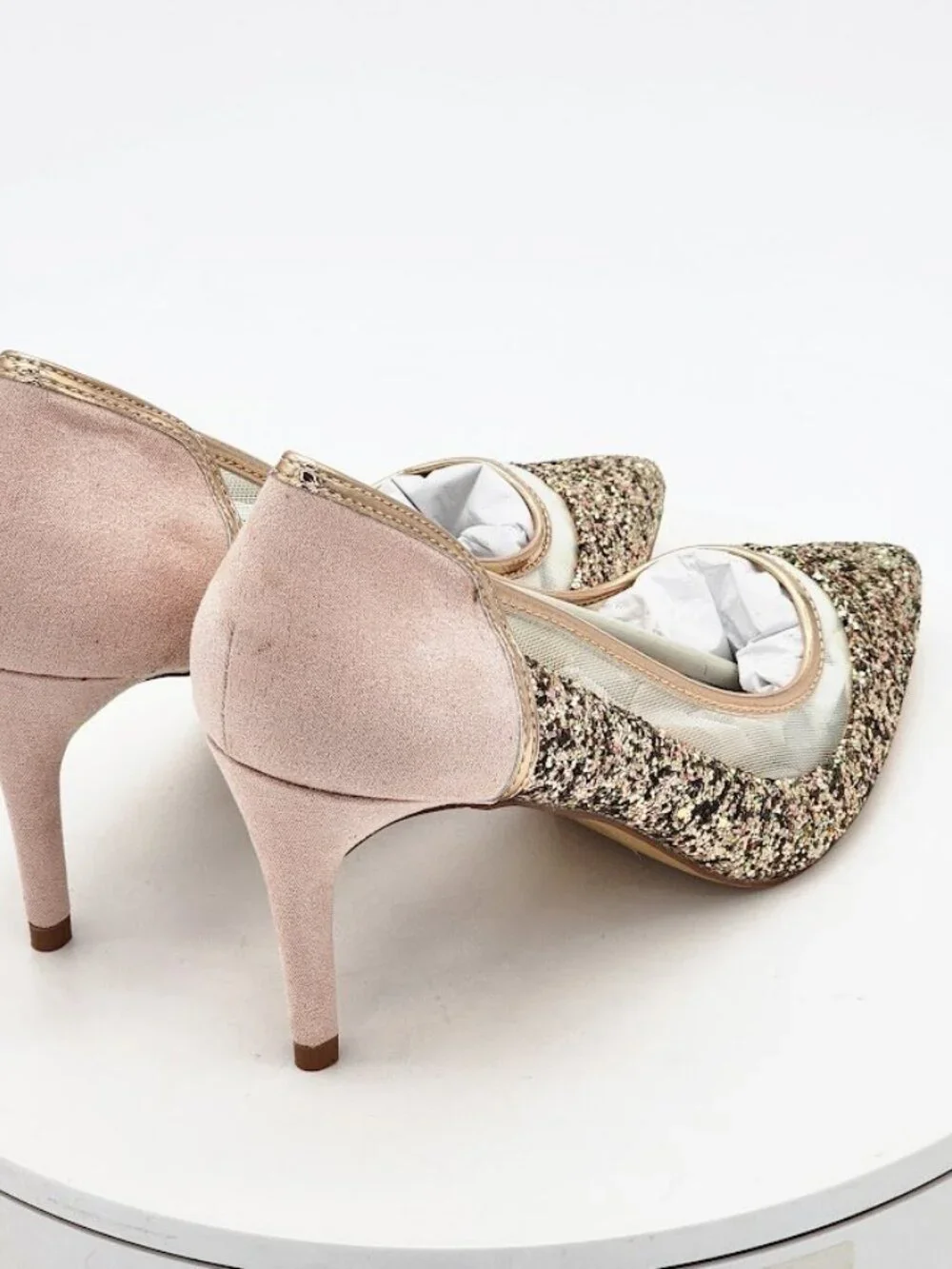 Journee Collection Kalani Rose Gold Glitter Pointed Toe Pumps Women's Size 7